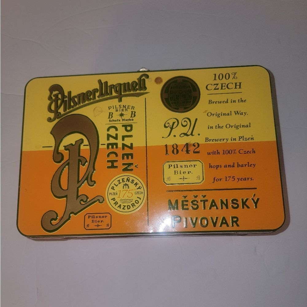 🆕️🗃Pilsner Urquell Czech Beer Tin Lunch Box /Storage